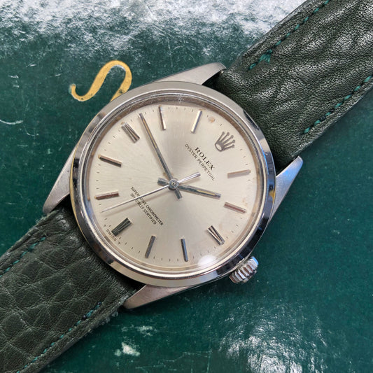 1967 Rolex Oyster Perpetual 1002 Silver Steel Automatic Wristwatch