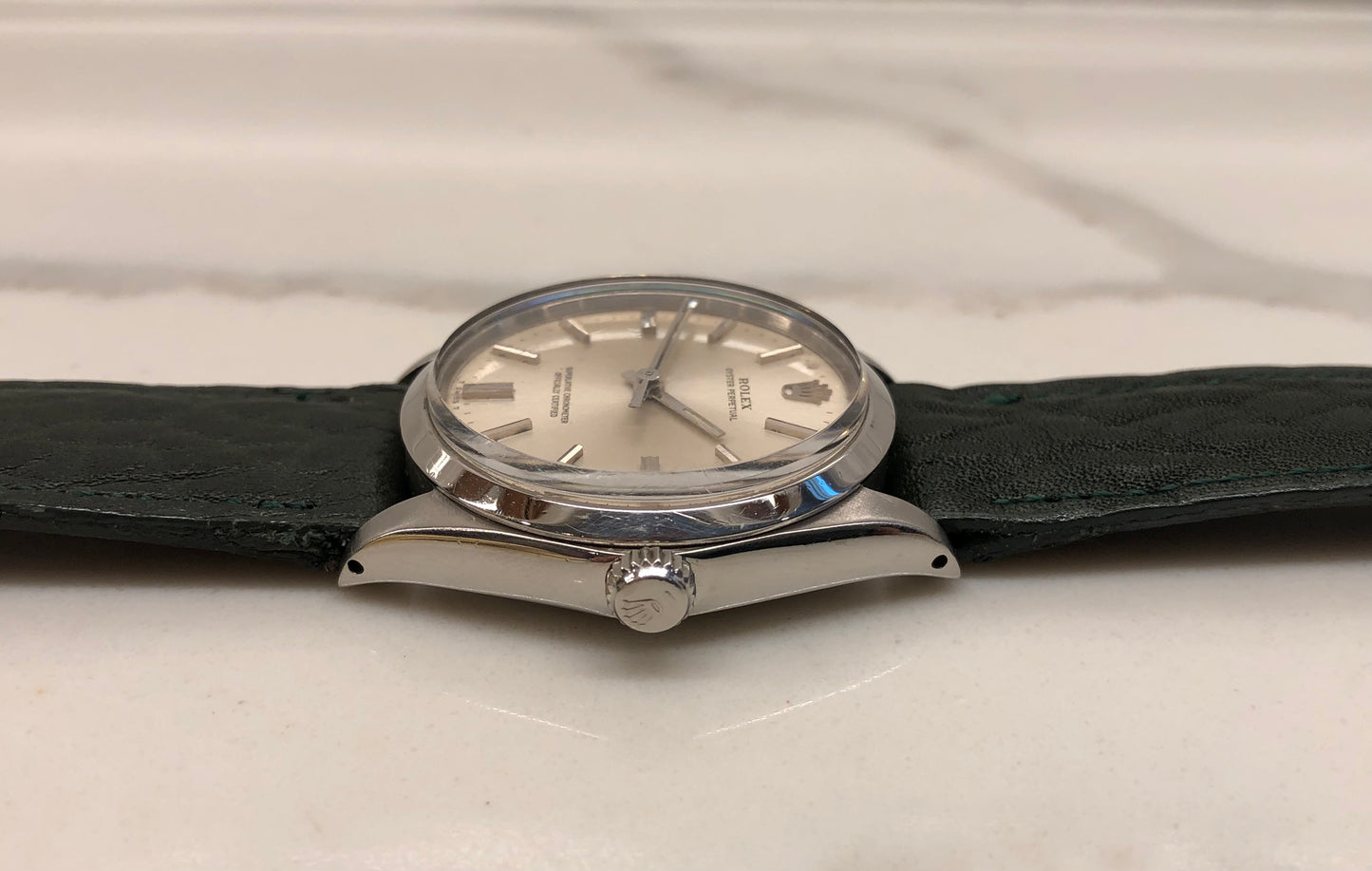1967 Rolex Oyster Perpetual 1002 Silver Steel Automatic Wristwatch