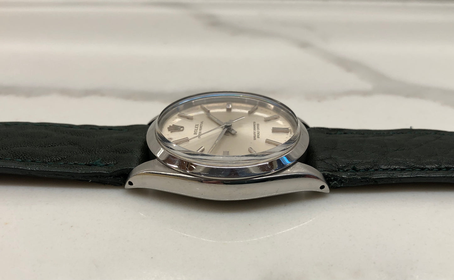 1967 Rolex Oyster Perpetual 1002 Silver Steel Automatic Wristwatch