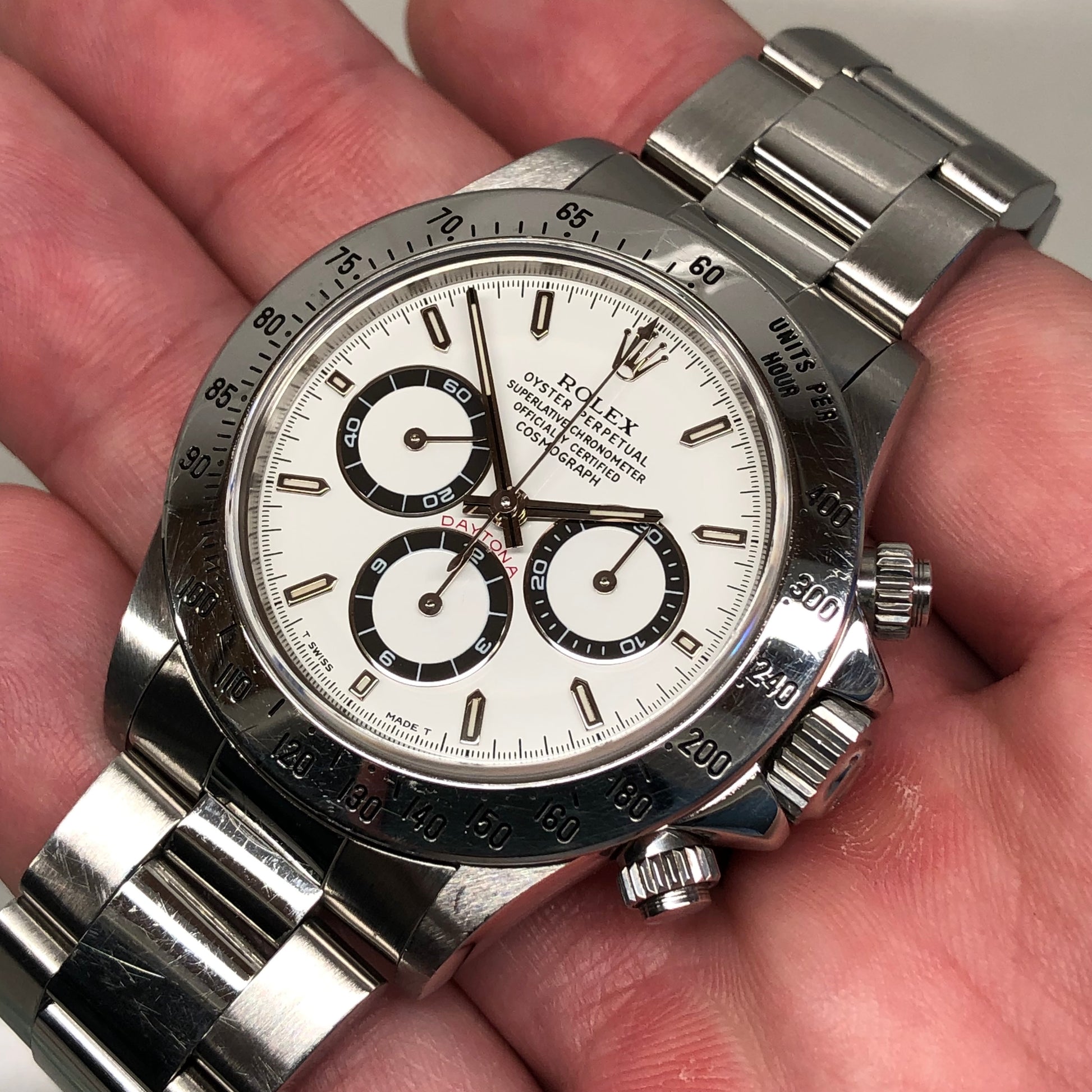 1996 Rolex Daytona 16520 White Steel Automatic Chronograph Wristwatch with Box and Papers - HASHTAGWATCHCO