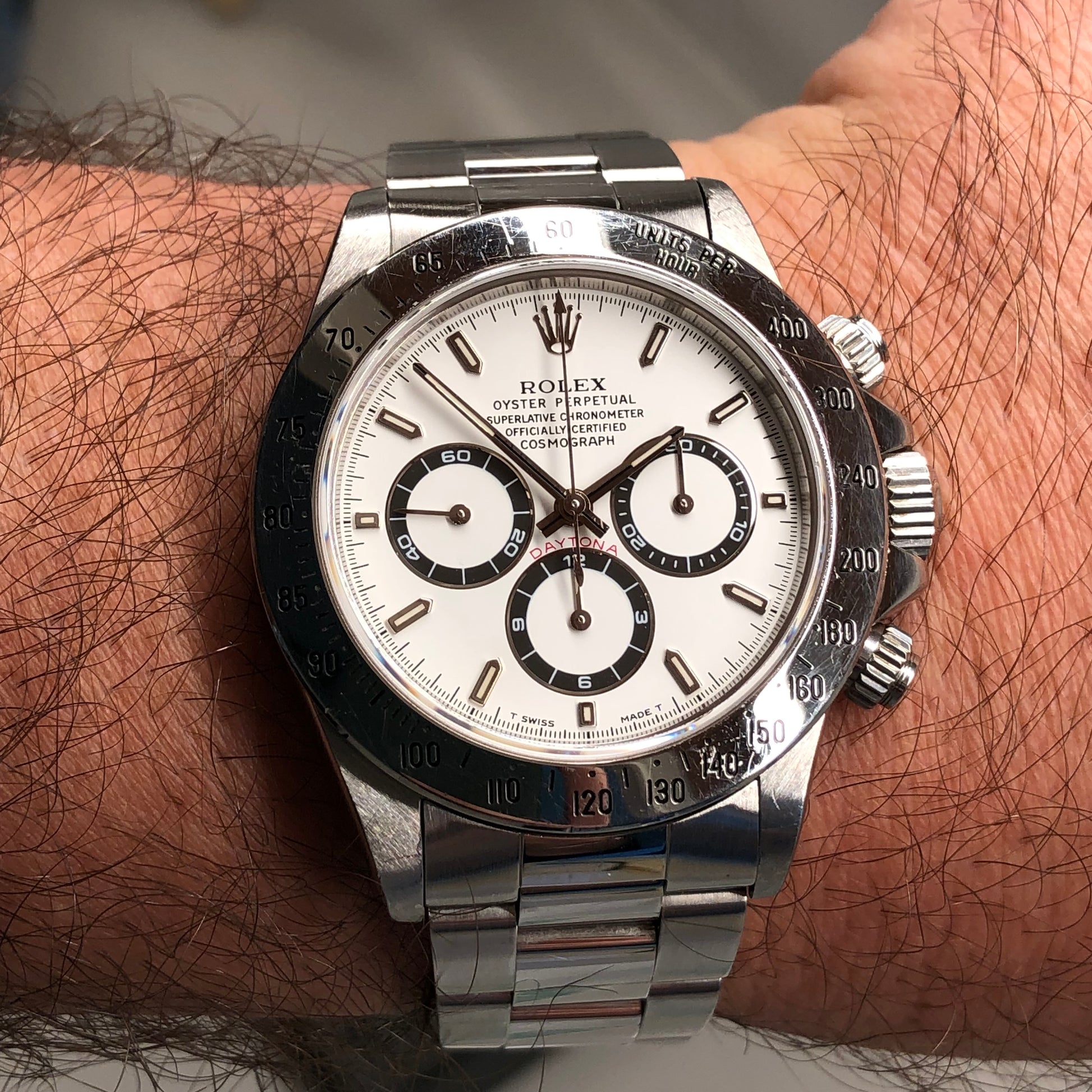 1996 Rolex Daytona 16520 White Steel Automatic Chronograph Wristwatch with Box and Papers - HASHTAGWATCHCO