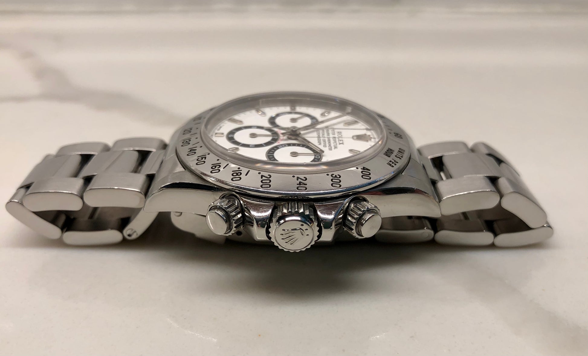 1996 Rolex Daytona 16520 White Steel Automatic Chronograph Wristwatch with Box and Papers - HASHTAGWATCHCO