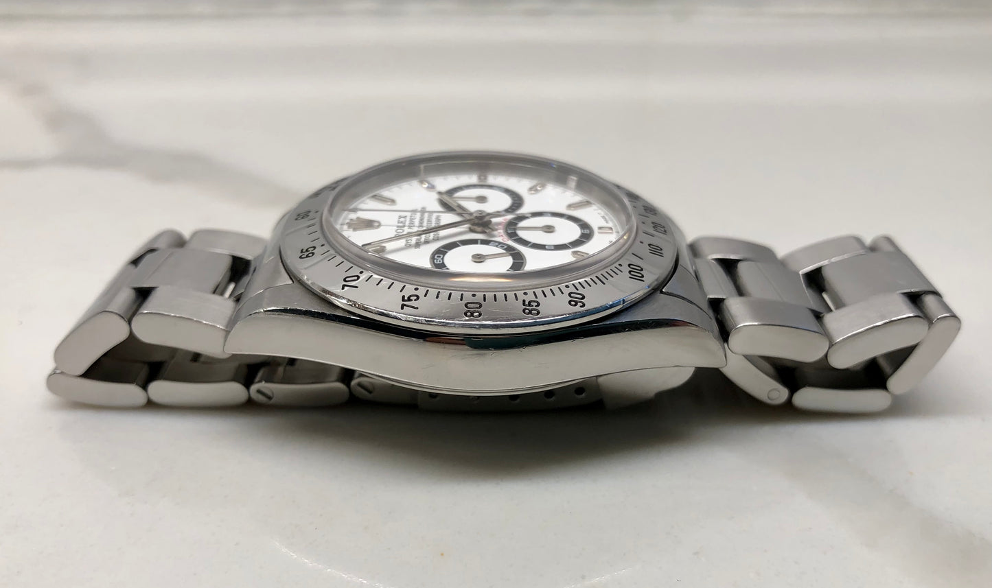 1996 Rolex Daytona 16520 White Steel Automatic Chronograph Wristwatch with Box and Papers - HASHTAGWATCHCO