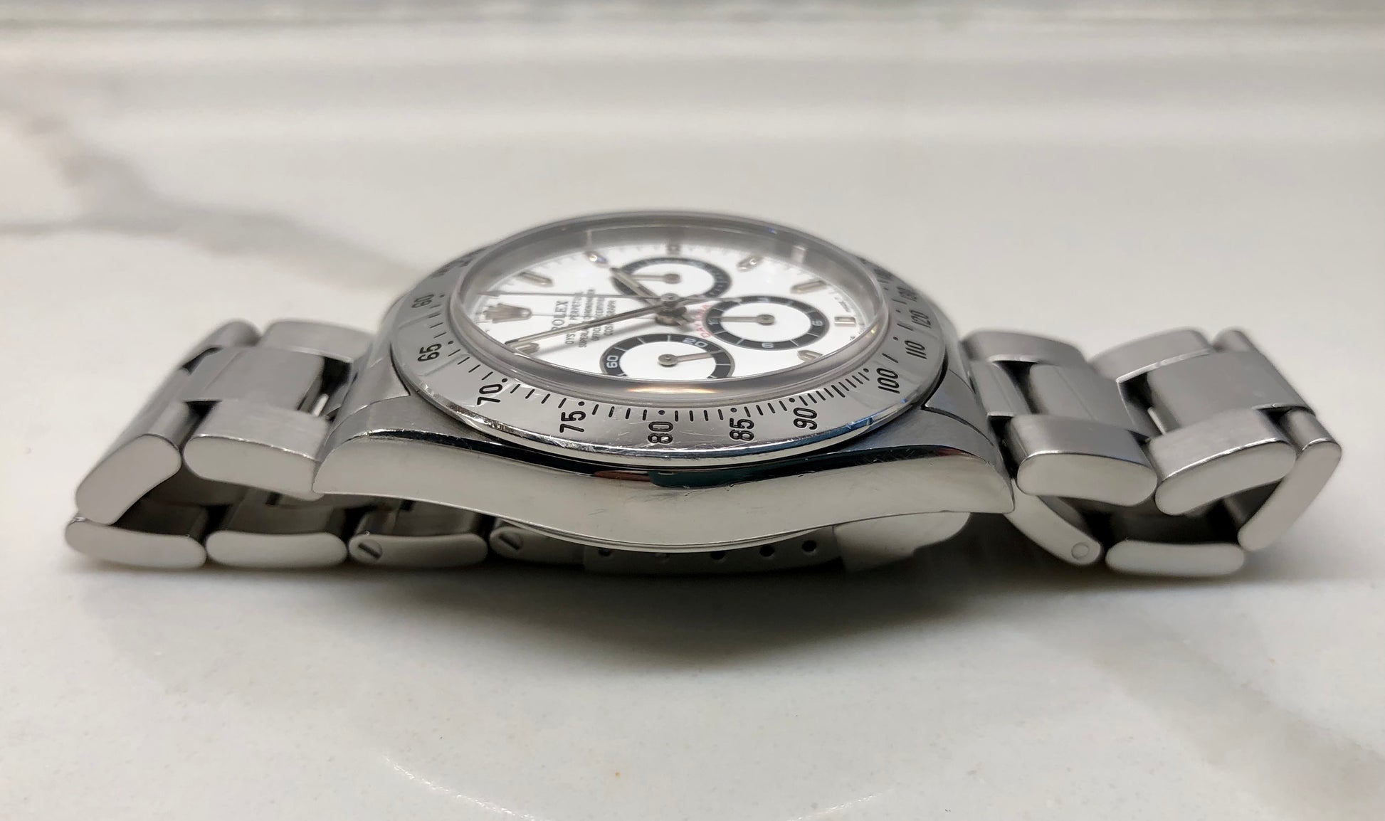 1996 Rolex Daytona 16520 White Steel Automatic Chronograph Wristwatch with Box and Papers - HASHTAGWATCHCO