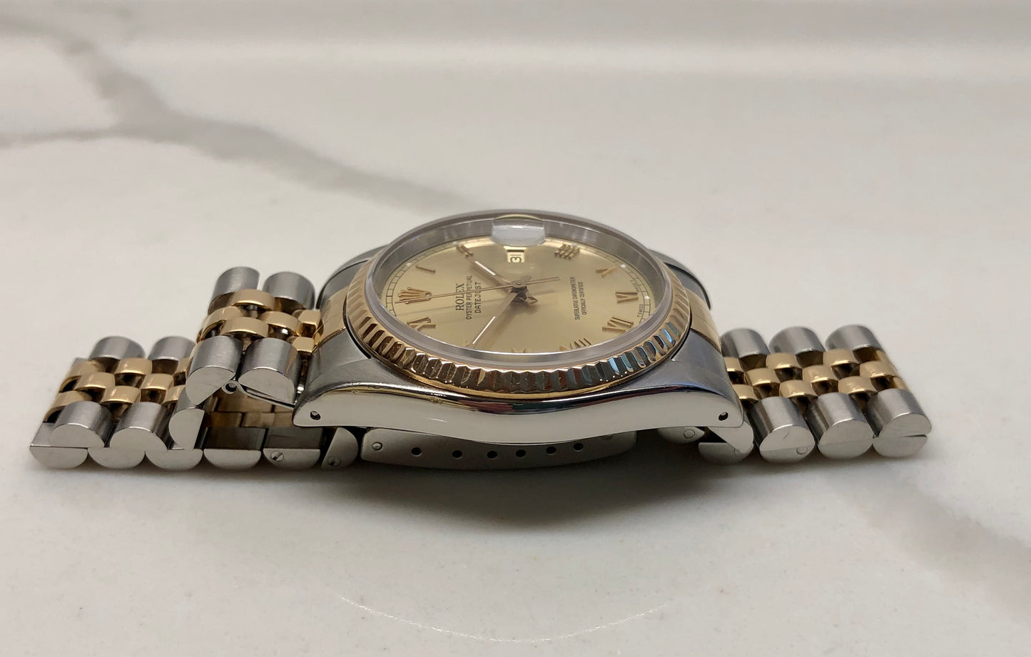 1988 Rolex Datejust 16233 Two Tone Champagne Roman Jubilee Wristwatch