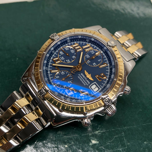 Breitling Chronomat D13050.1 Blue Chronograph Two Tone Automatic Wristwatch