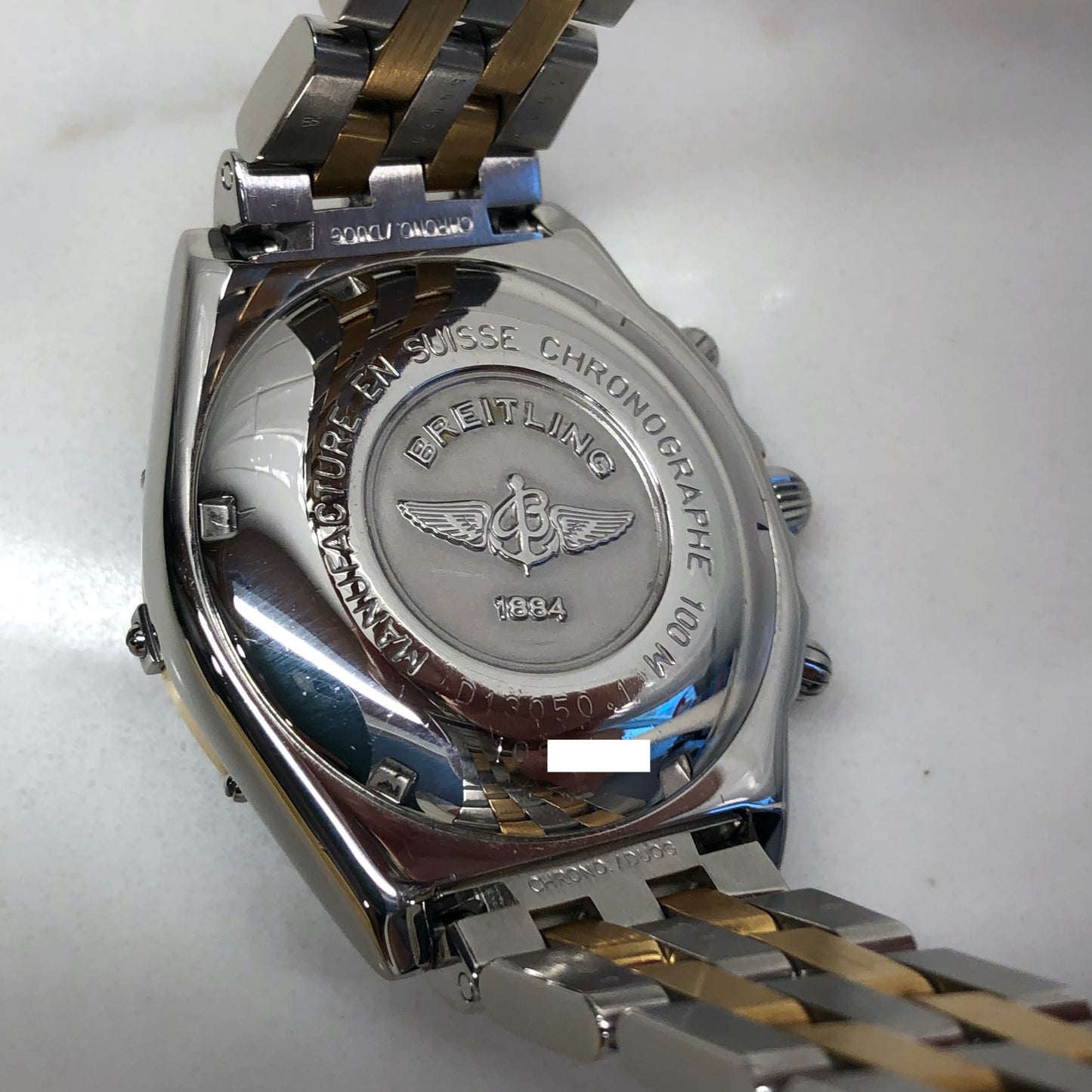 Breitling Chronomat D13050.1 Blue Chronograph Two Tone Automatic Wristwatch