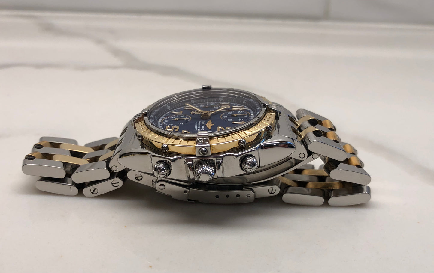 Breitling Chronomat D13050.1 Blue Chronograph Two Tone Automatic Wristwatch