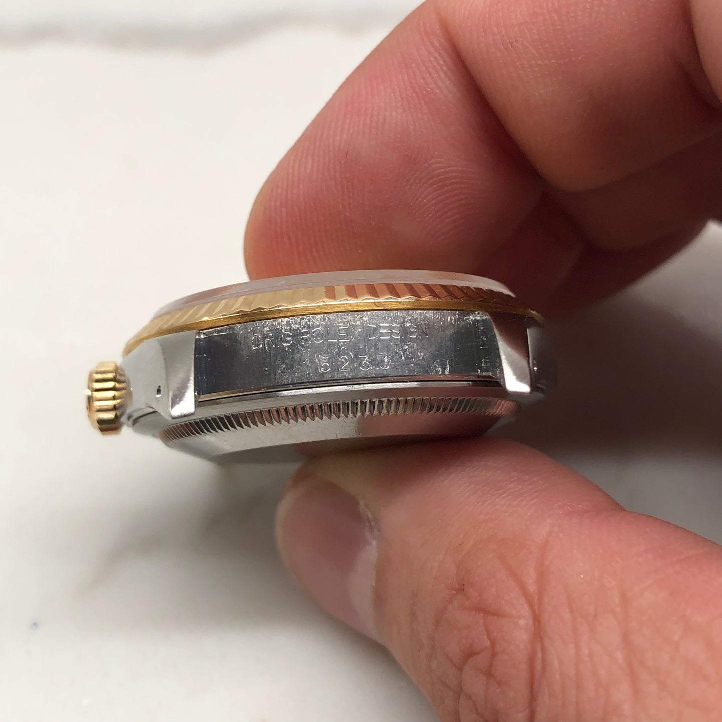 1990 Rolex Datejust 16233 Two Tone Champagne Stick Jubilee Sapphire Wristwatch