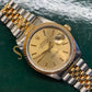 1990 Rolex Datejust 16233 Two Tone Champagne Stick Jubilee Sapphire Wristwatch