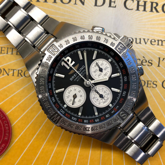 Breitling Hercules A39363 Chronograph Black Dial Automatic Wristwatch with Box and Papers