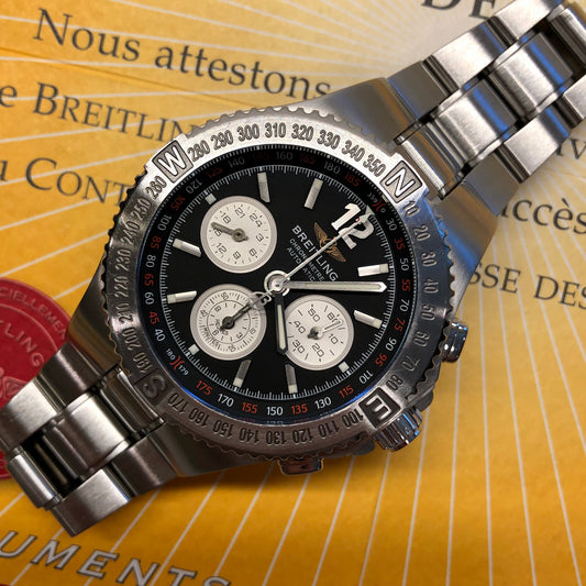 Breitling Hercules A39363 Chronograph Black Dial Automatic Wristwatch with Box and Papers