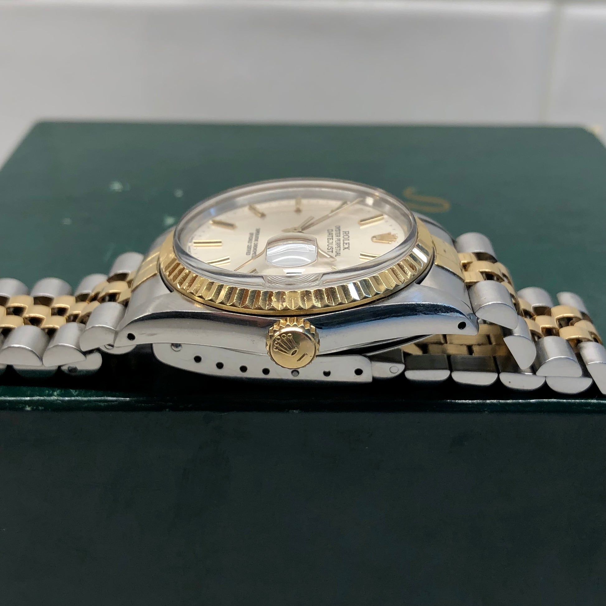 1987 Rolex Datejust 16013 Silver Stick Dial Two Tone Jubilee Automatic Wristwatch - Hashtag Watch Company