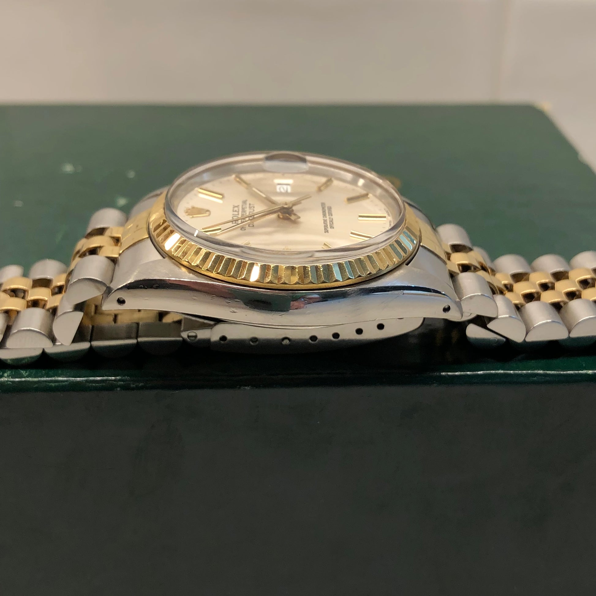 1987 Rolex Datejust 16013 Silver Stick Dial Two Tone Jubilee Automatic Wristwatch - Hashtag Watch Company