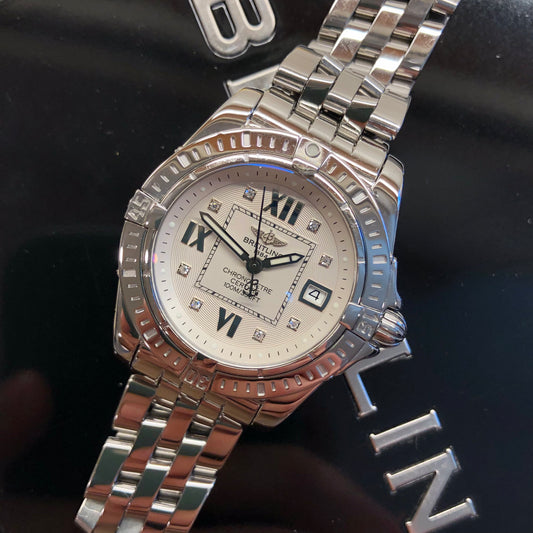Breitling Cockpit A71356 Steel Diamond Dial Ladies Quartz Wristwatch with Box and Papers