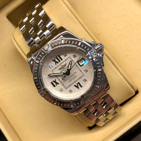 Breitling Cockpit A71356 Steel Diamond Dial Ladies Quartz Wristwatch with Box and Papers
