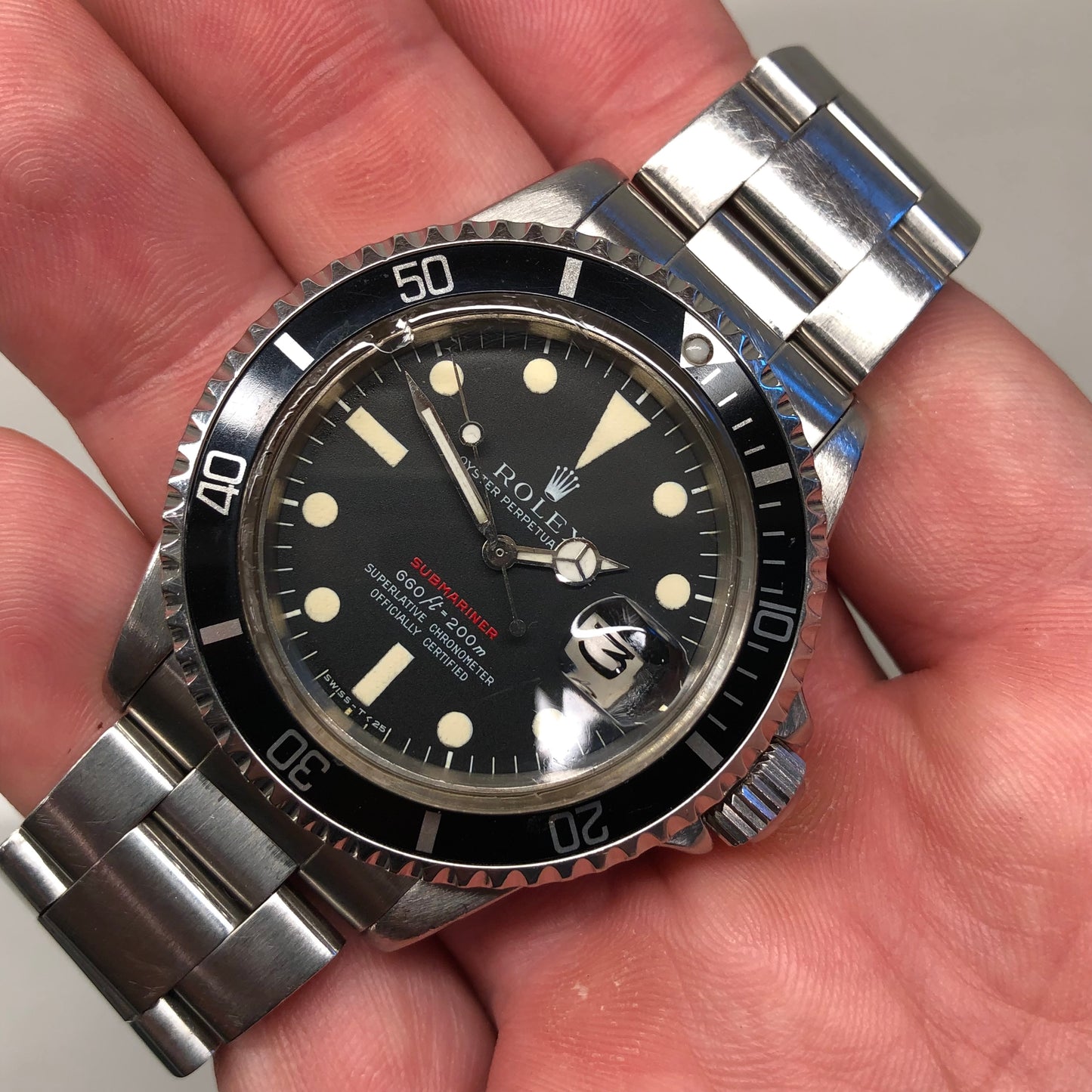 1970 Rolex Red Submariner 1680 Mk 4 Dial Steel Automatic Wristwatch