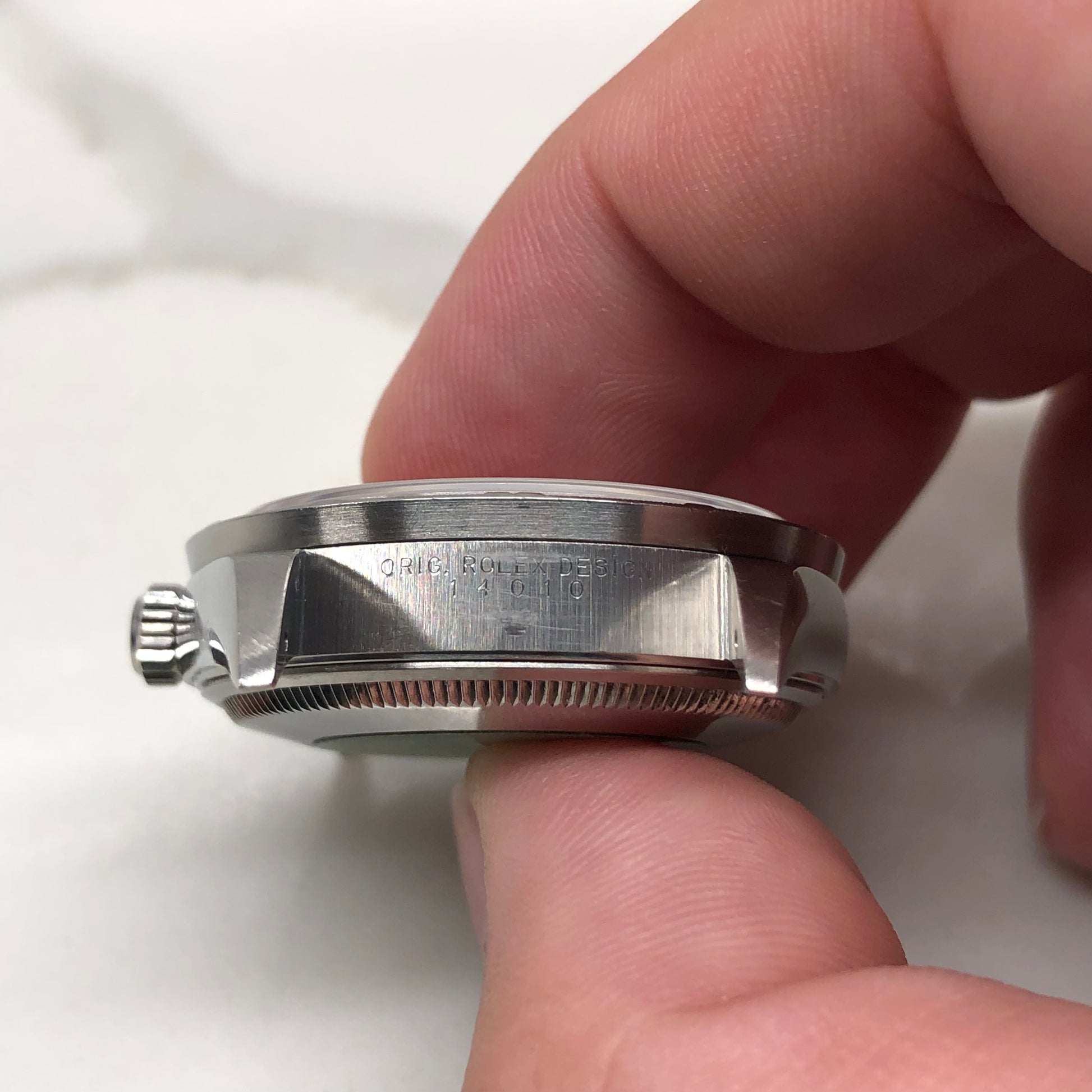 2000 Rolex Air King 14010 Rose Arabic Dial Oyster Engine Turned Wristwatch with Box and Papers - Hashtag Watch Company