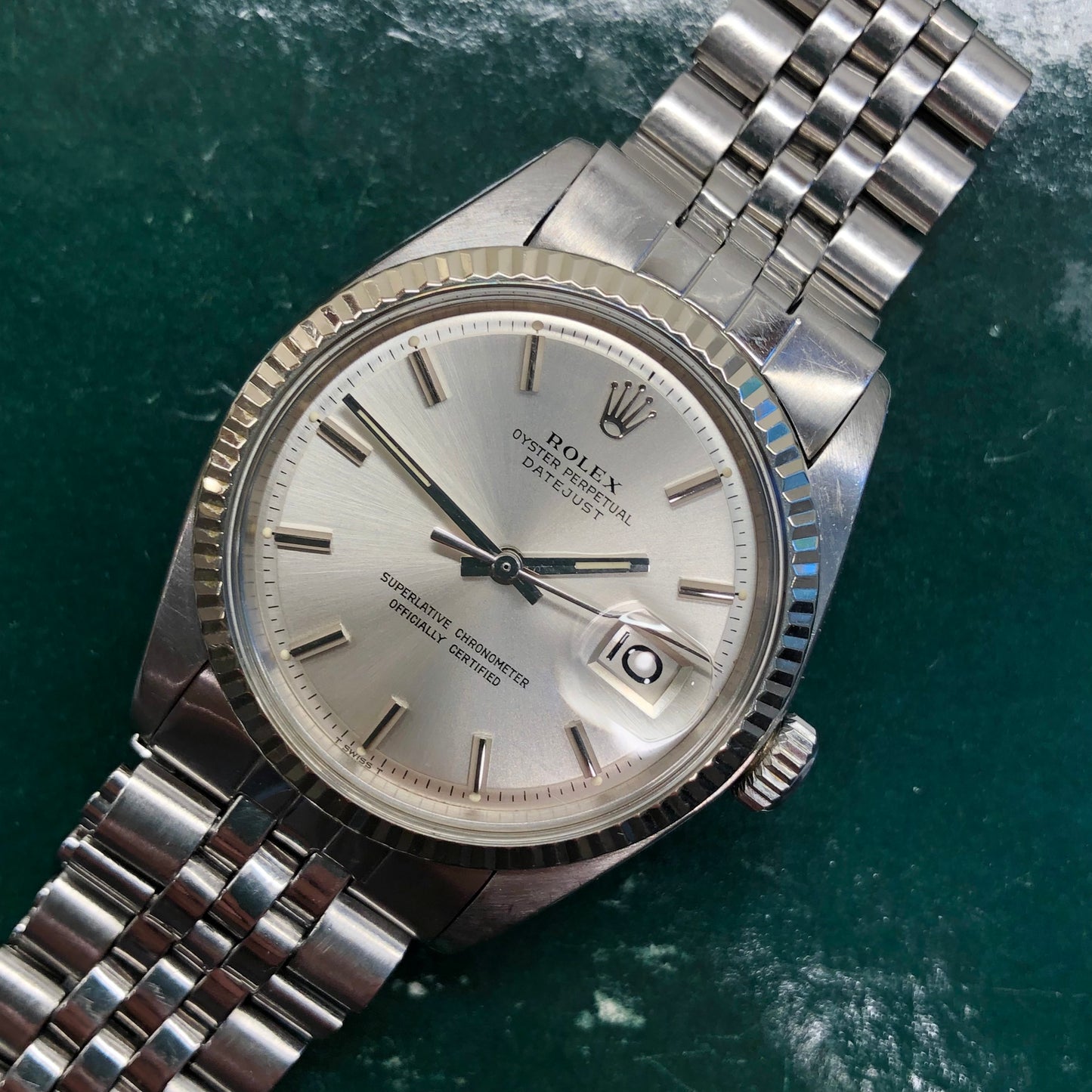 1972 Rolex Datejust 1601 Fluted Bezel Steel Silver Dial Jubilee Automatic Wristwatch