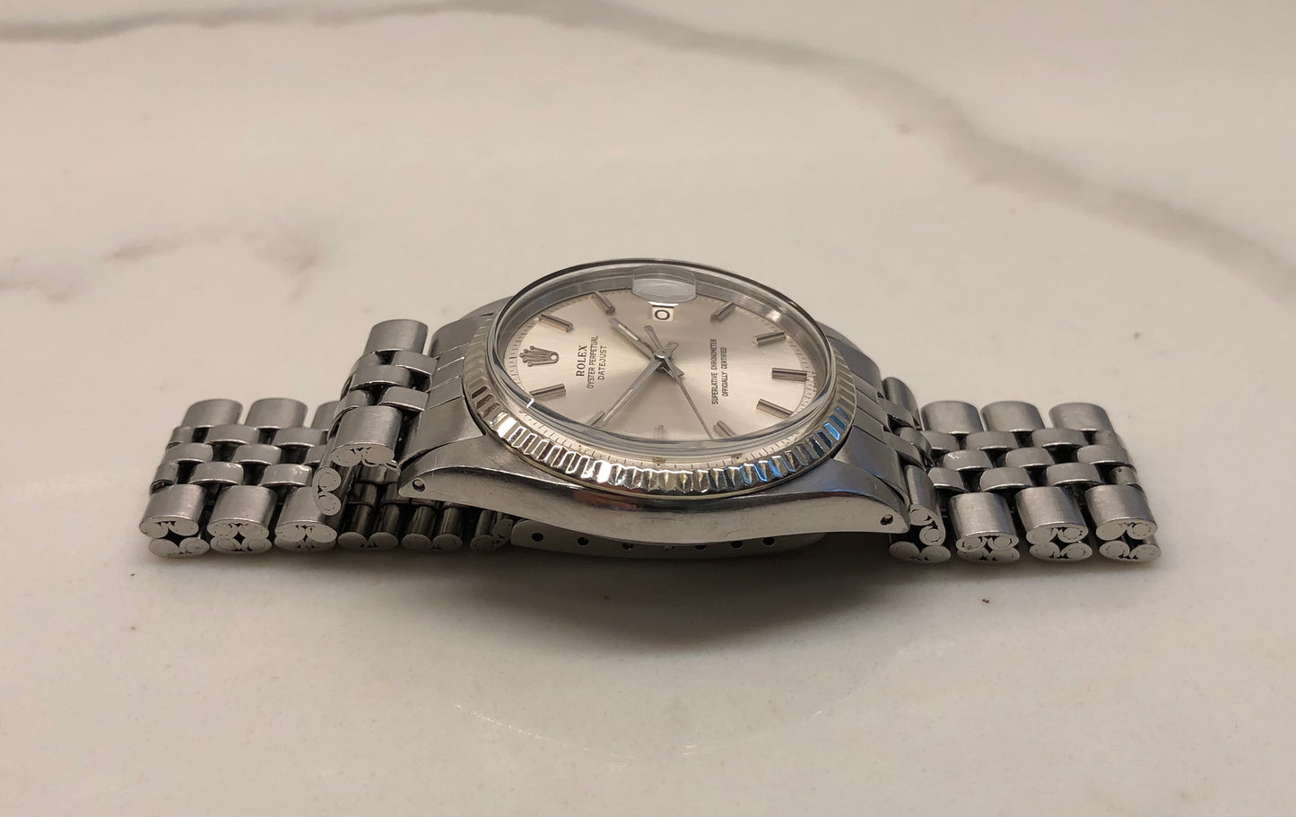 1972 Rolex Datejust 1601 Fluted Bezel Steel Silver Dial Jubilee Automatic Wristwatch