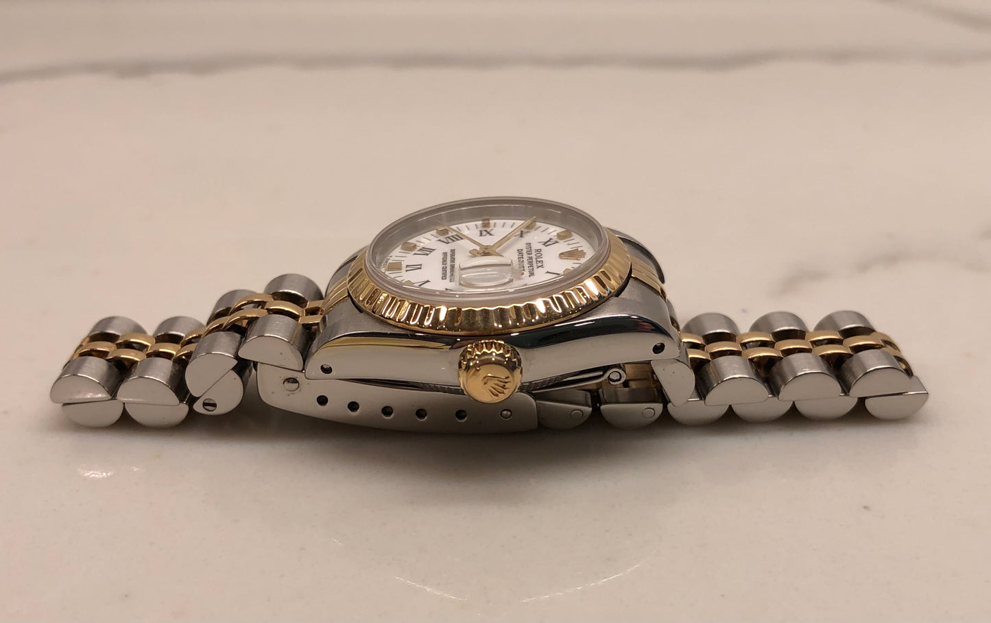 1987 Rolex Datejust 69173 White Roman Two Tone Jubilee Ladies Wristwatch