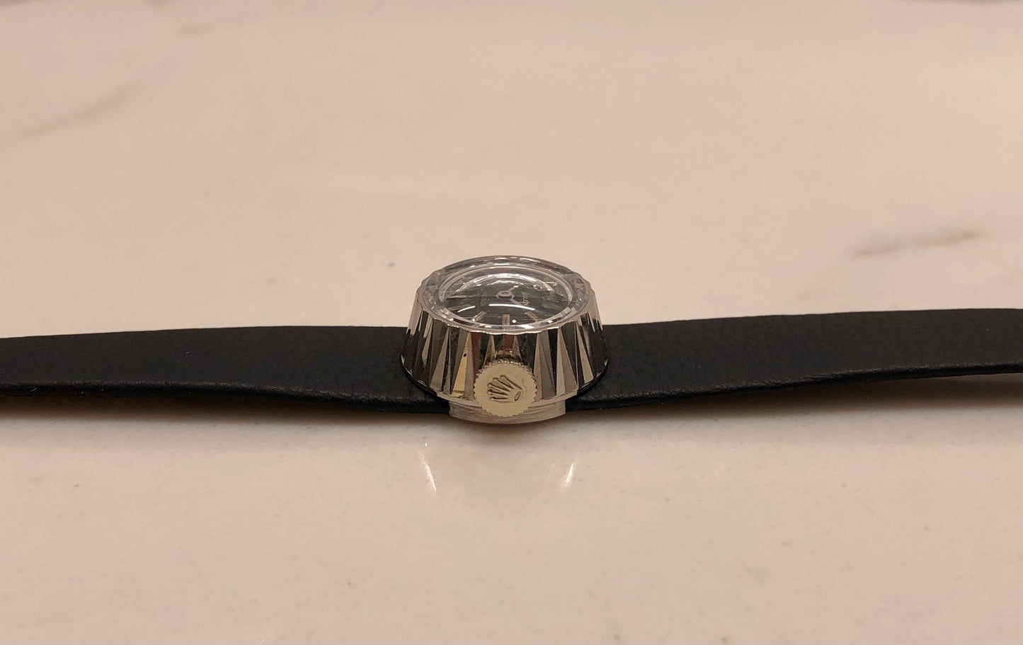 1965 Rolex Orchid Precision 2027 Black Dial 18K White Gold Cocktail Dress Wristwatch