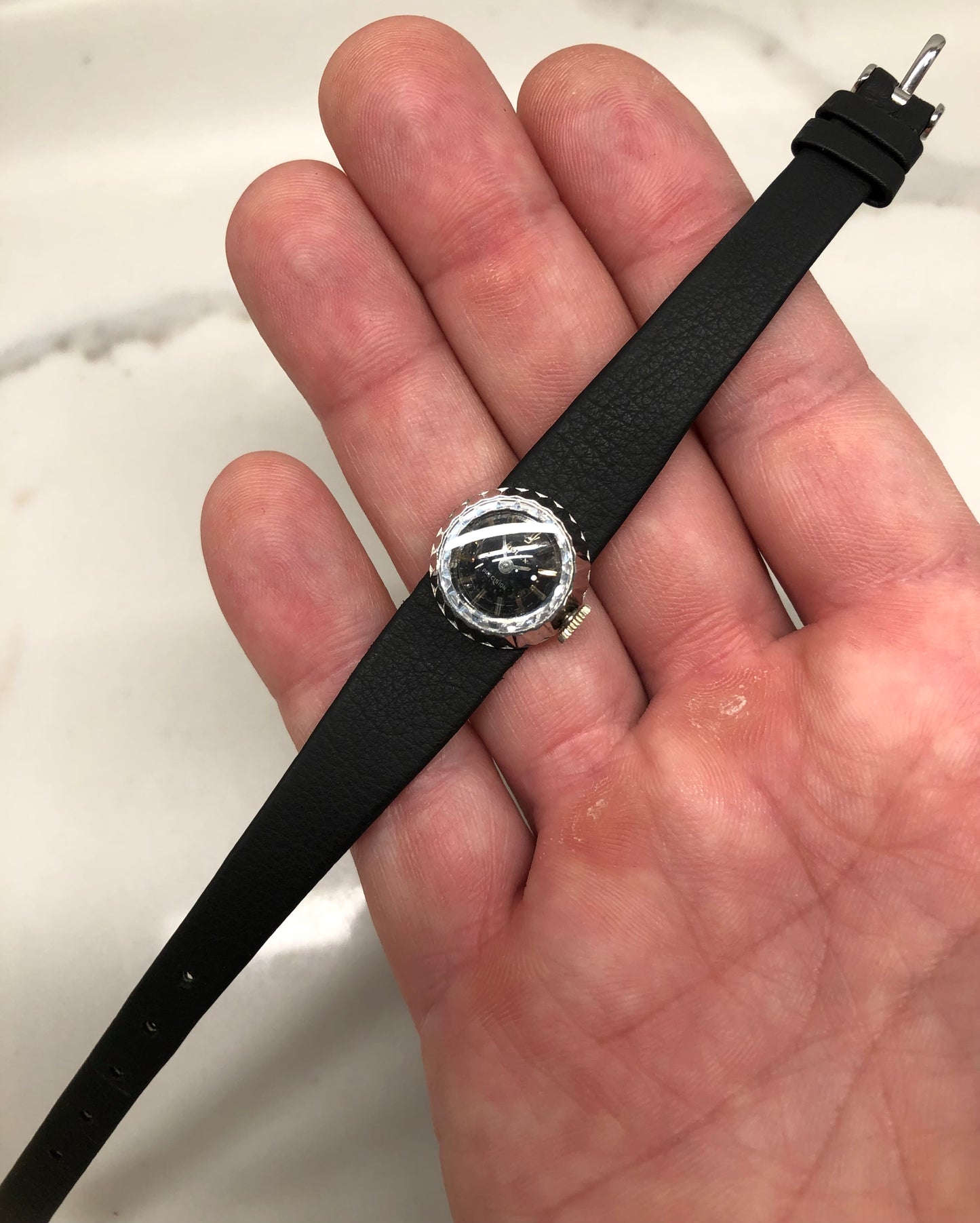 1965 Rolex Orchid Precision 2027 Black Dial 18K White Gold Cocktail Dress Wristwatch