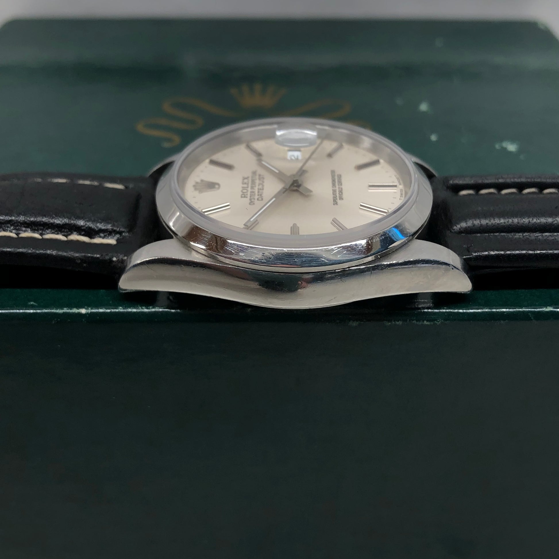 1996 Rolex Datejust 16200 Silver Stick Dial Wristwatch - Hashtag Watch Company