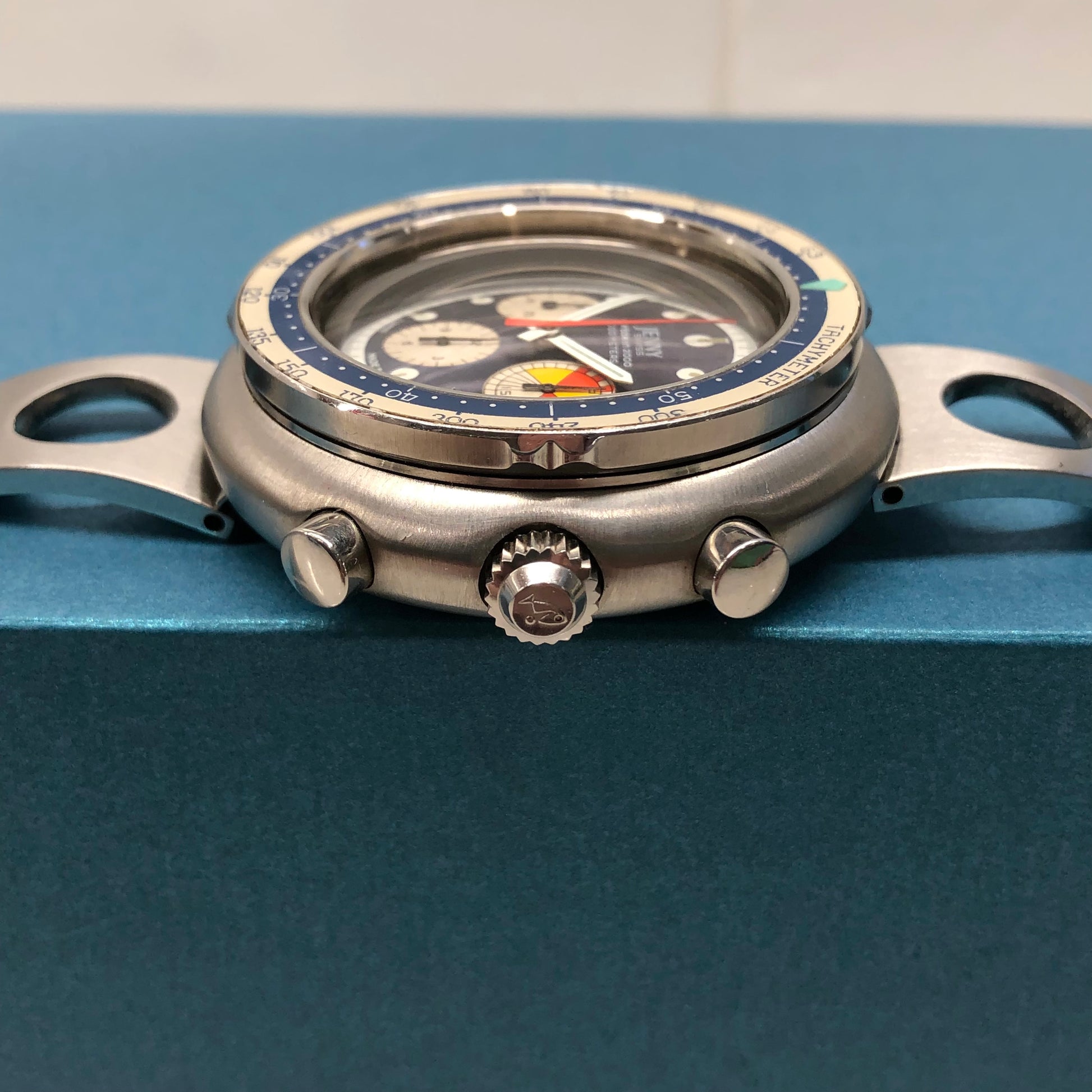 Jenny Swiss Caribbean 2000 Vintage Diver Chronograph Valjoux 72 Tropical Wristwatch - Hashtag Watch Company