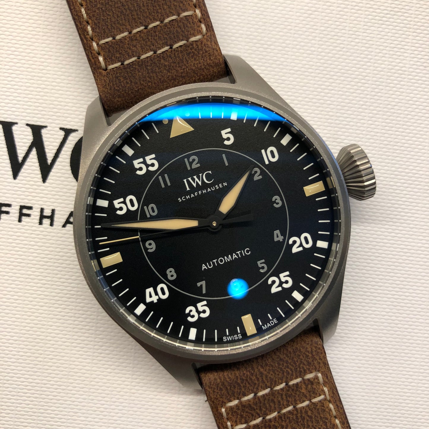 2023 IWC Big Pilot Spitfire 43 IW329701 Titanium Automatic Black Dial Men's Watch with Box and Papers Unworn - Hashtag Watch Company