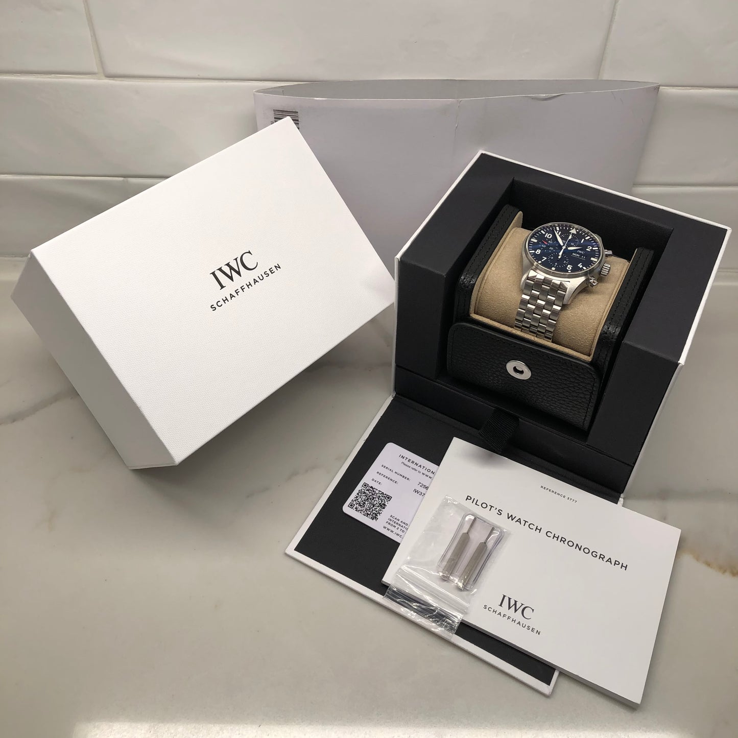 2023 IWC Pilot IW377710 Automatic Chronograph Black Dial Men's Watch with Box and Papers Unworn - Hashtag Watch Company