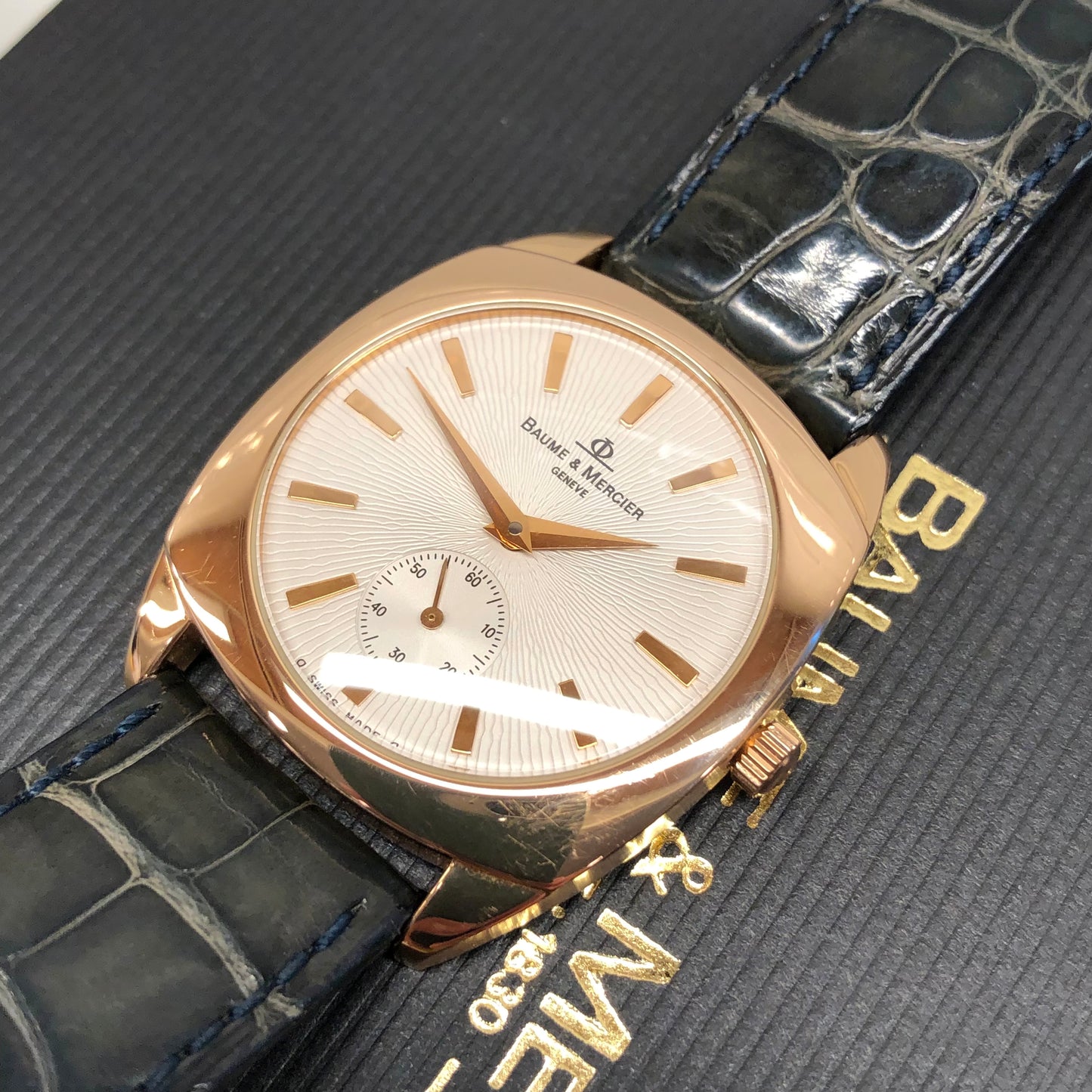 Baume & Mercier 18k Rose Gold Silver Dial 33mm Manual Wind Men’s Wristwatch with Box
