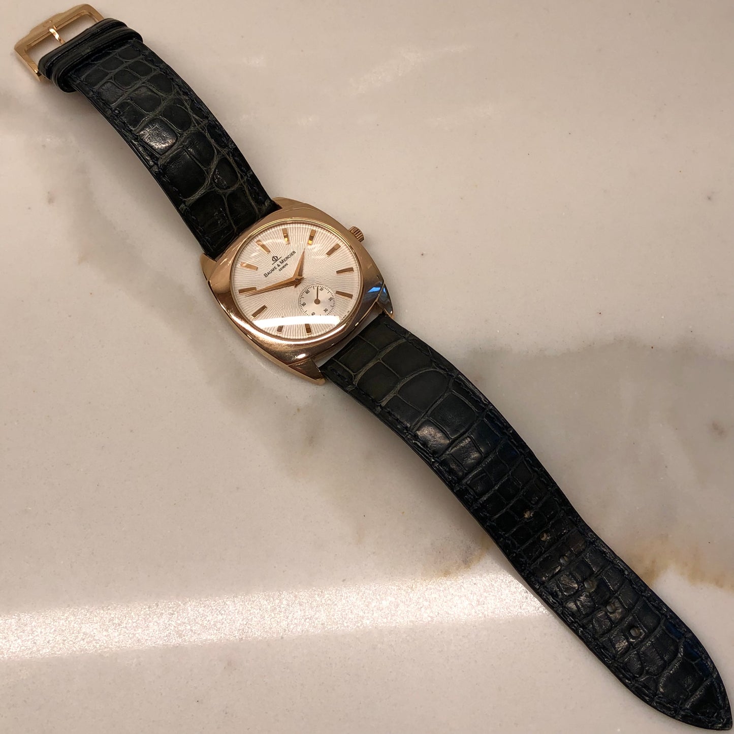 Baume & Mercier 18k Rose Gold Silver Dial 33mm Manual Wind Men’s Wristwatch with Box