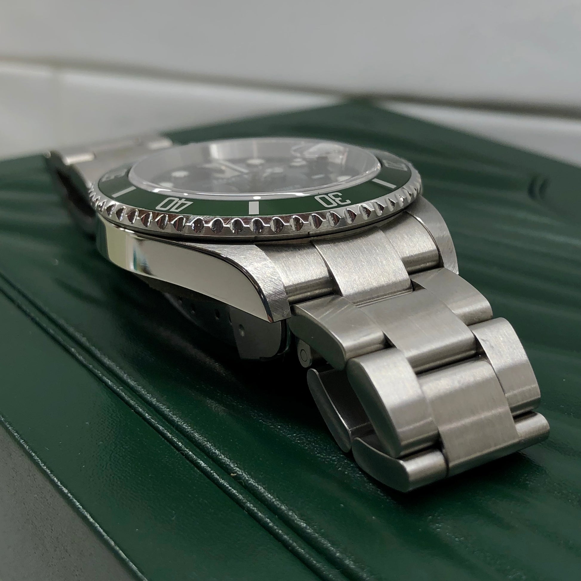 2004 Rolex Submariner 16610LV Kermit Flat Four Green Bezel 50th Anniversary Wristwatch with Box and Papers - Hashtag Watch Company