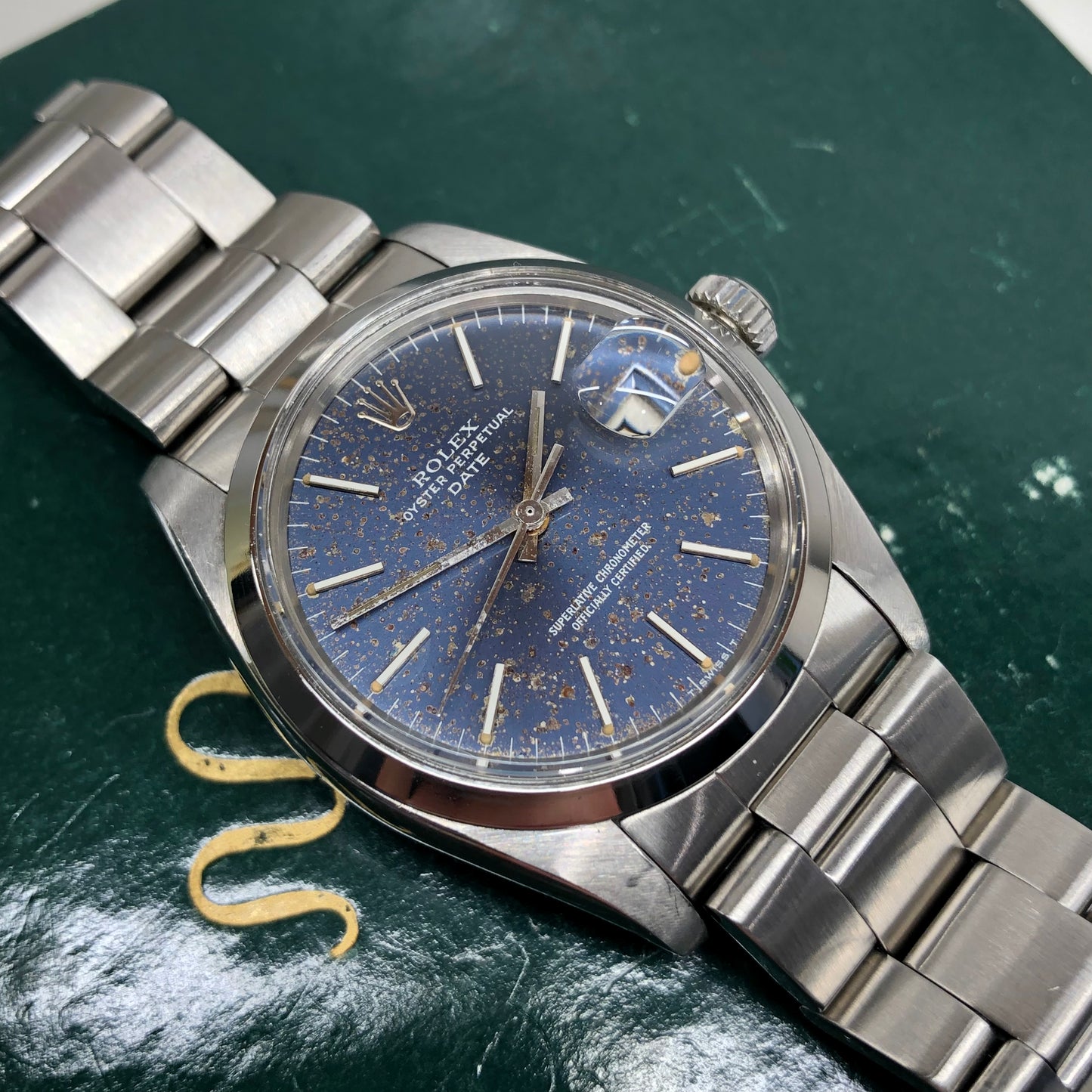 1977 Rolex Date 1500 Blue Dial Stainless Steel Wristwatch
