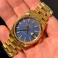 1981 Rolex DateJust 16018 18K Yellow Gold Blue Dial Sapphire Wristwatch
