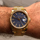 1981 Rolex DateJust 16018 18K Yellow Gold Blue Dial Sapphire Wristwatch