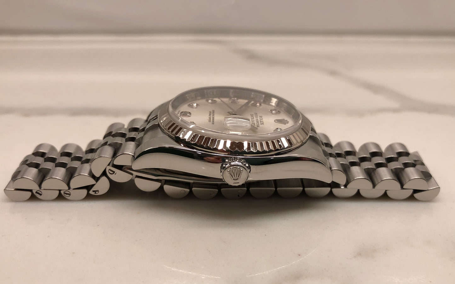 2007 Rolex Datejust 116234 Silver Diamond 36mm Jubilee Wristwatch with Box and Papers