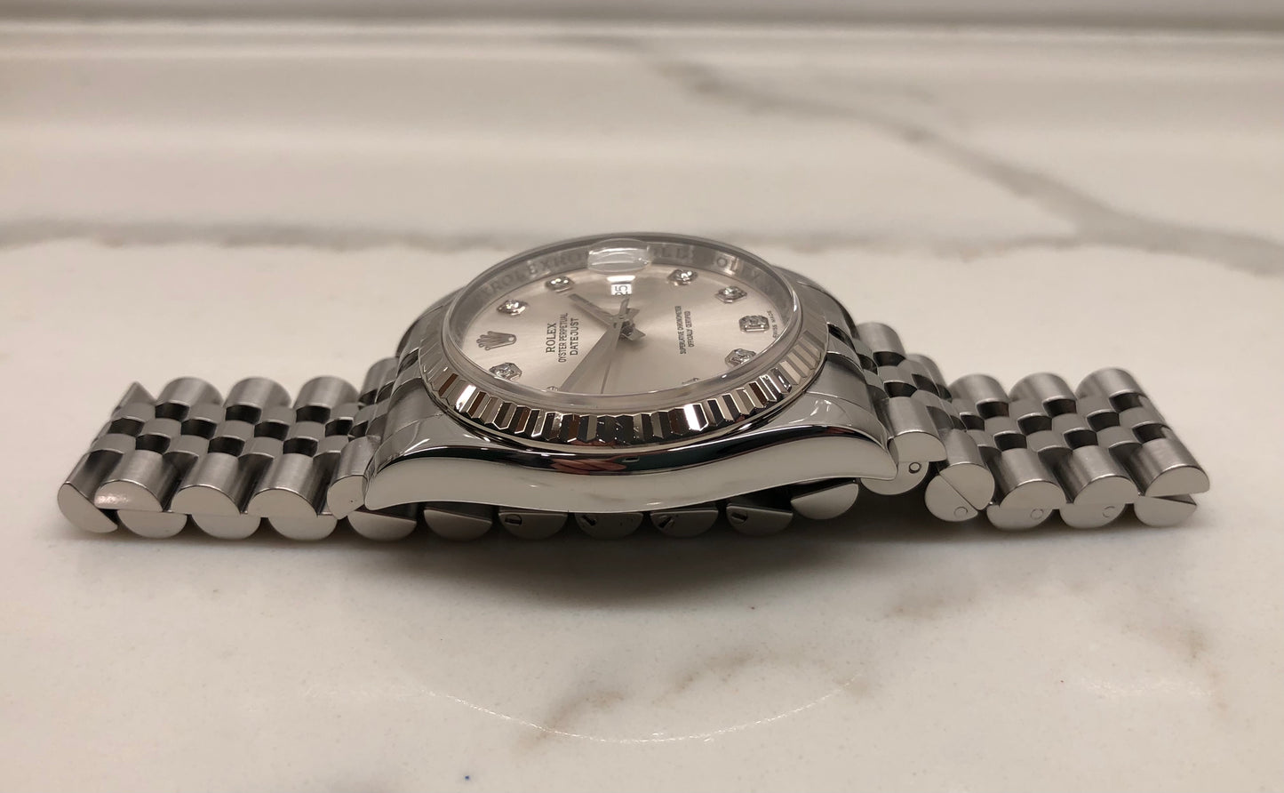 2007 Rolex Datejust 116234 Silver Diamond 36mm Jubilee Wristwatch with Box and Papers