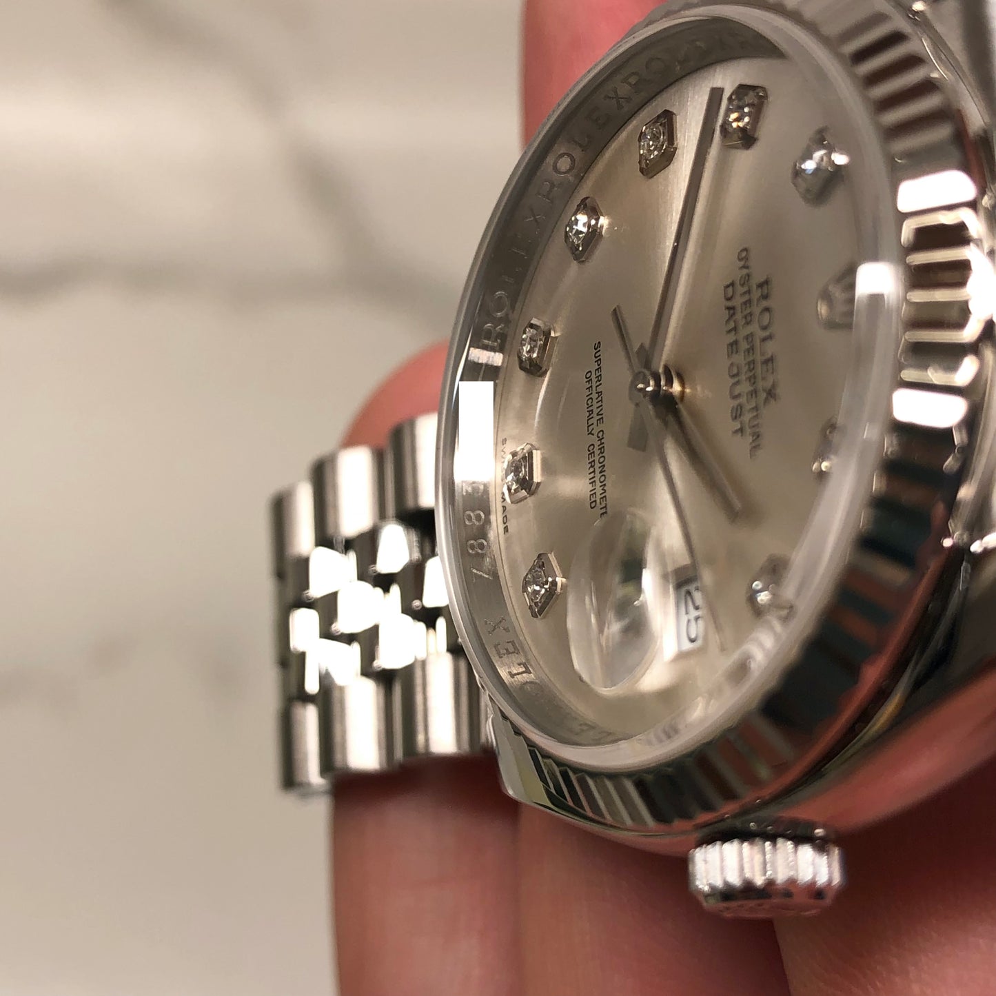 2007 Rolex Datejust 116234 Silver Diamond 36mm Jubilee Wristwatch with Box and Papers