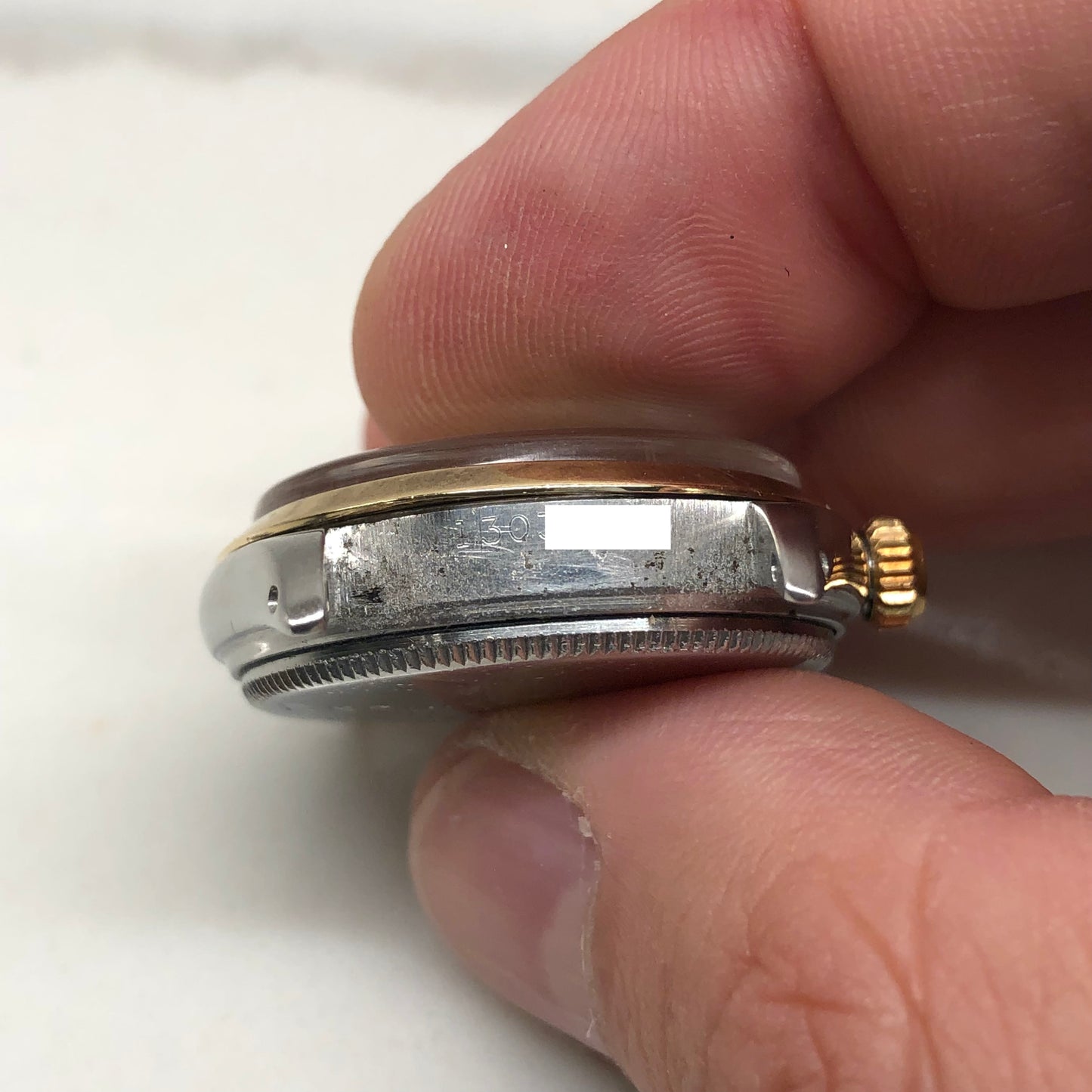 1956 Rolex Oyster Perpetual 6548 Super Precision Black Gilt Automatic Two Tone Wristwatch