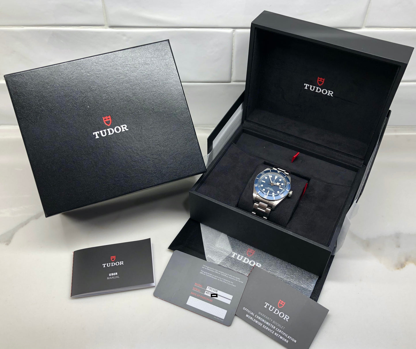 Tudor Black Bay Fifty-Eight 79030B Blue Stainless Steel Wristwatch with Box and Papers - HASHTAGWATCHCO