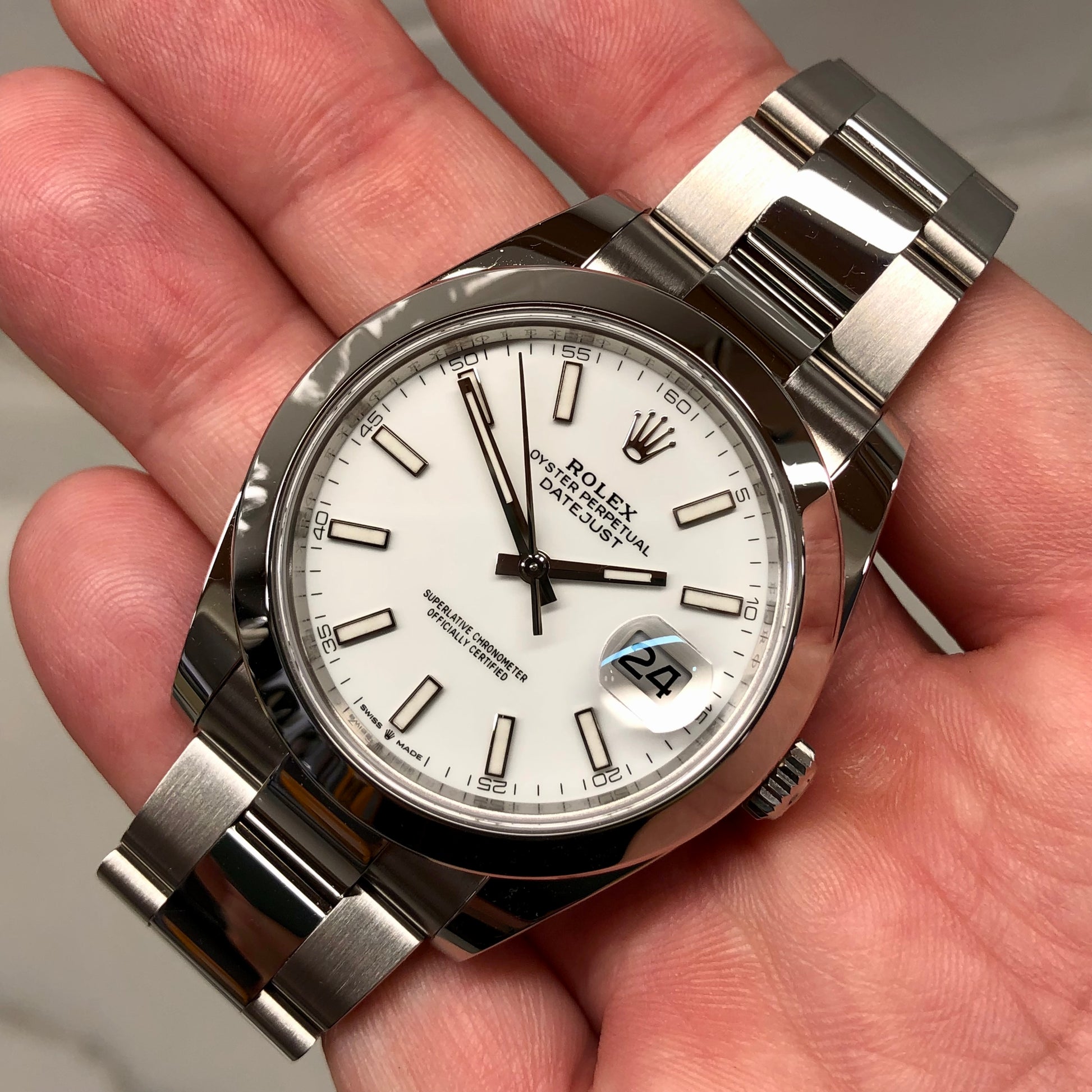 2024 Rolex Datejust 126300 White 41mm Steel Oyster Wristwatch with Box and Papers - HASHTAGWATCHCO