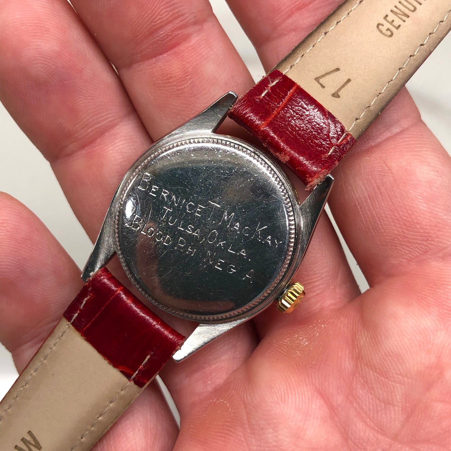 1956 Rolex Oyster Perpetual 6548 Super Precision Black Gilt Automatic Two Tone Wristwatch