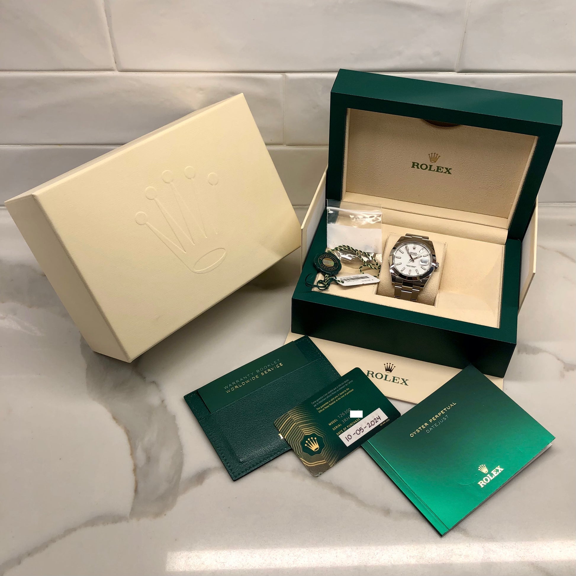 2024 Rolex Datejust 126300 White 41mm Steel Oyster Wristwatch with Box and Papers - HASHTAGWATCHCO