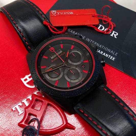 2021 Tudor Fast Rider 42000CR Black Shield Automatic Chronograph Wristwatch with Box and Papers