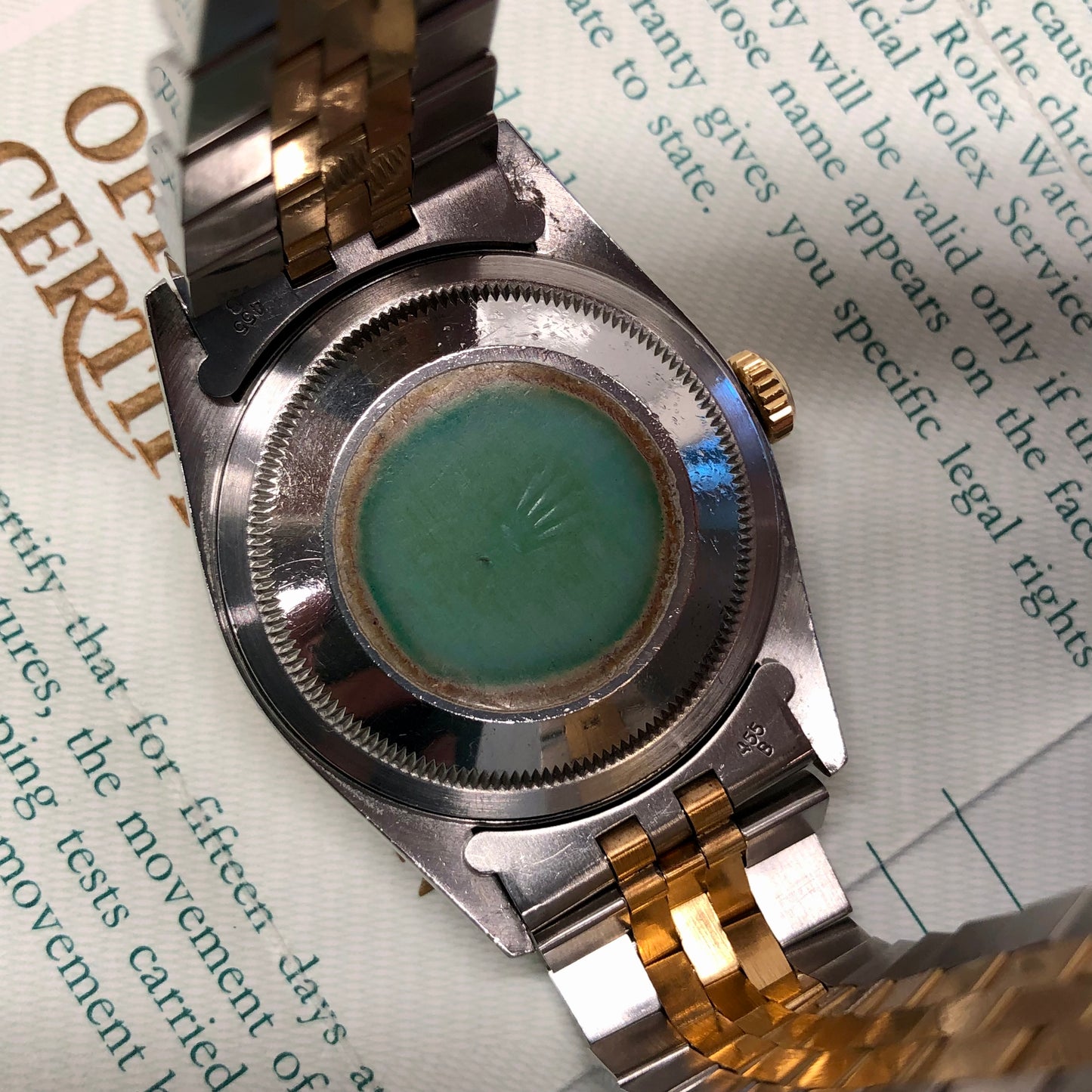 1990 Rolex Datejust 16233 Two Tone Silver Stick Jubilee Sapphire Wristwatch with Papers