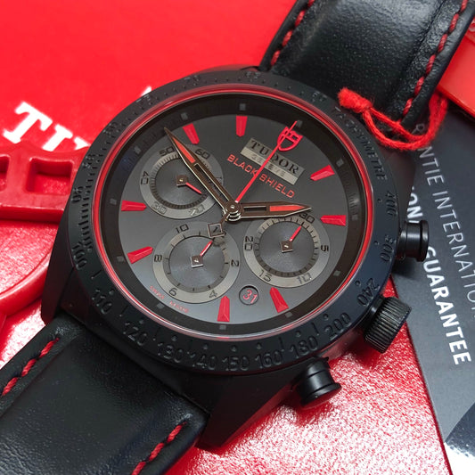 2021 Tudor Fast Rider 42000CR Black Shield Automatic Chronograph Wristwatch with Box and Papers