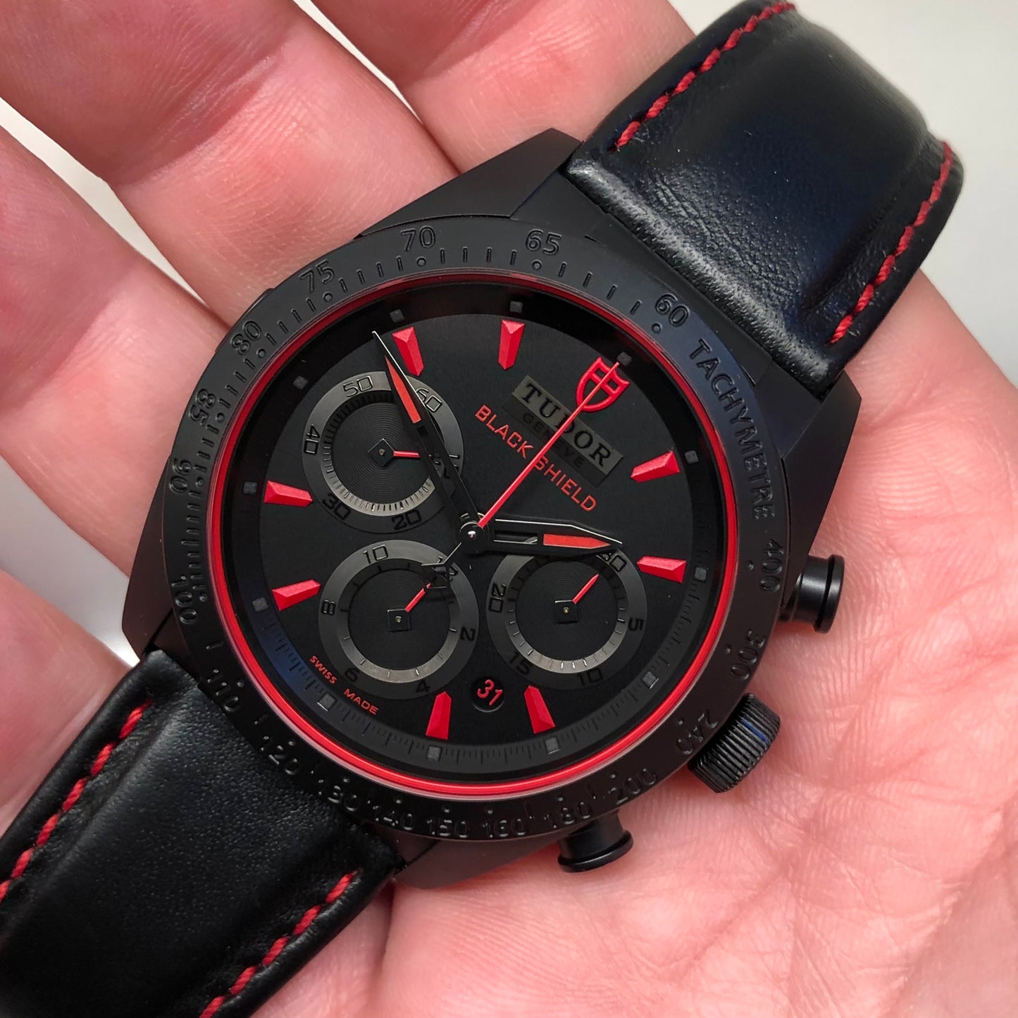 2021 Tudor Fast Rider 42000CR Black Shield Automatic Chronograph Wristwatch with Box and Papers