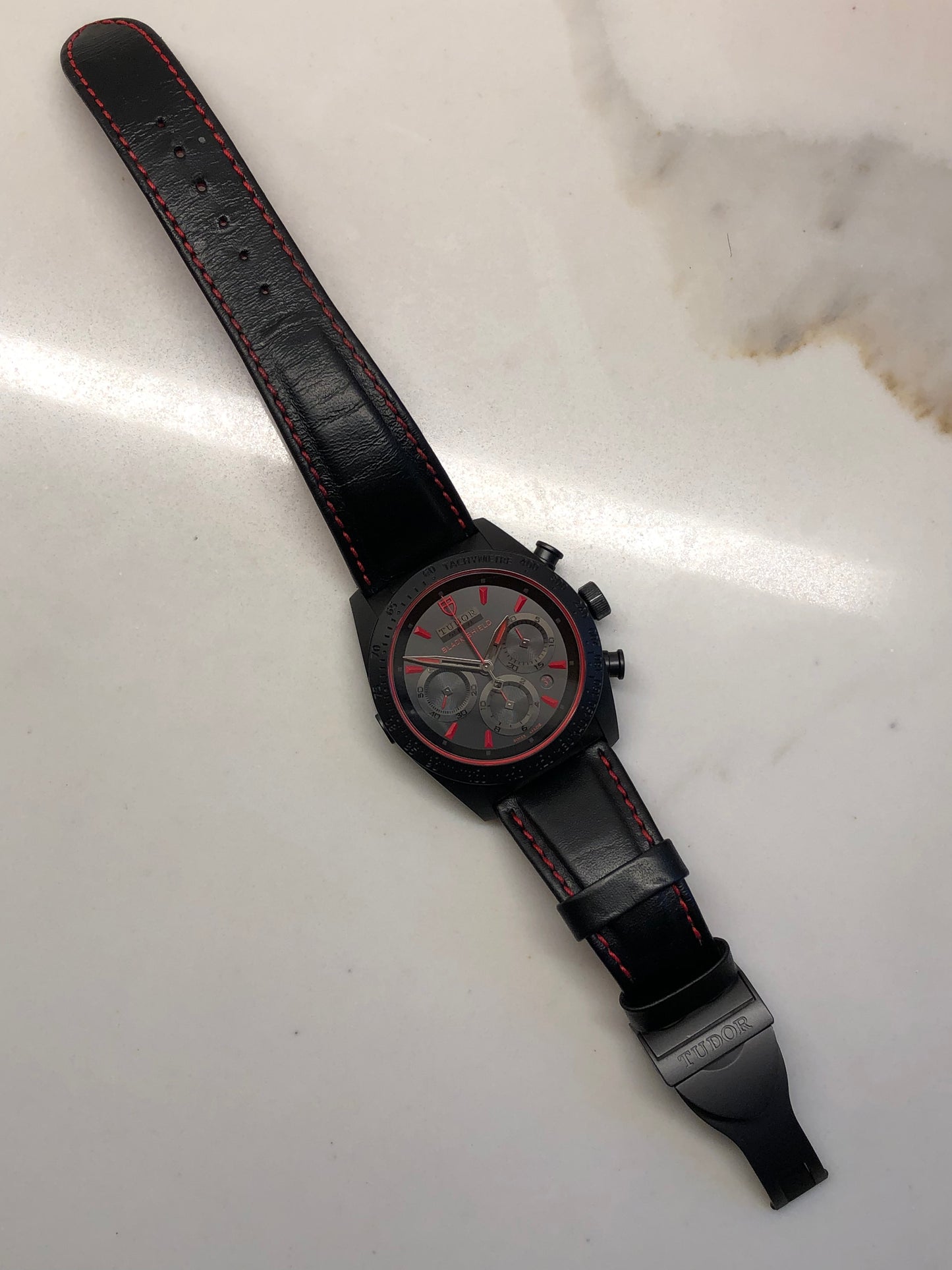 2021 Tudor Fast Rider 42000CR Black Shield Automatic Chronograph Wristwatch with Box and Papers